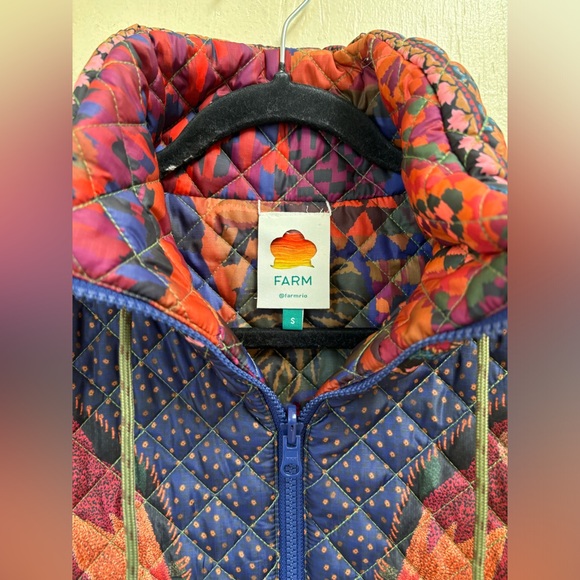 FARM RIO Mixed Patchwork Reversible Midi Belted Puffer Jacket (NWOT) - Picture 15 of 17